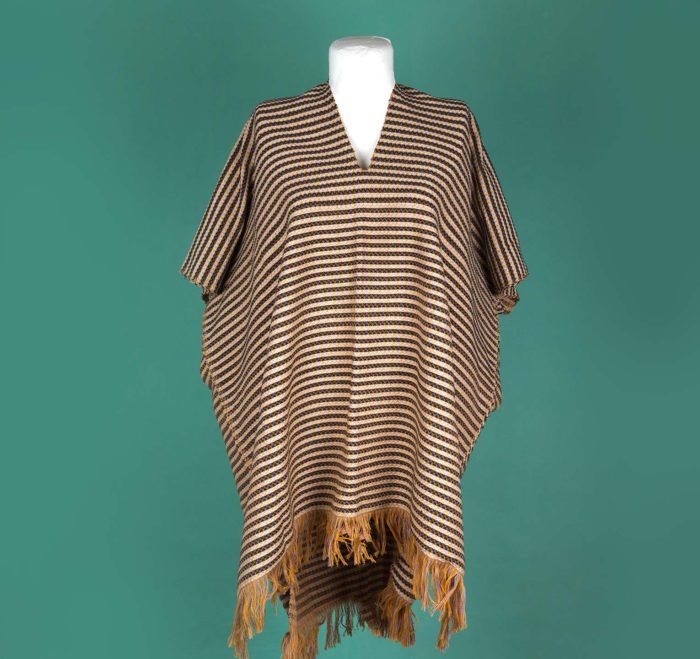 White and brown striped women’s poncho / cape